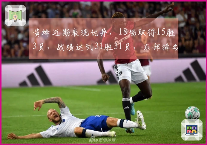 黄蜂近期表现优异，18场取得15胜3负，战绩达到31胜31负，东部排名上升至第9位